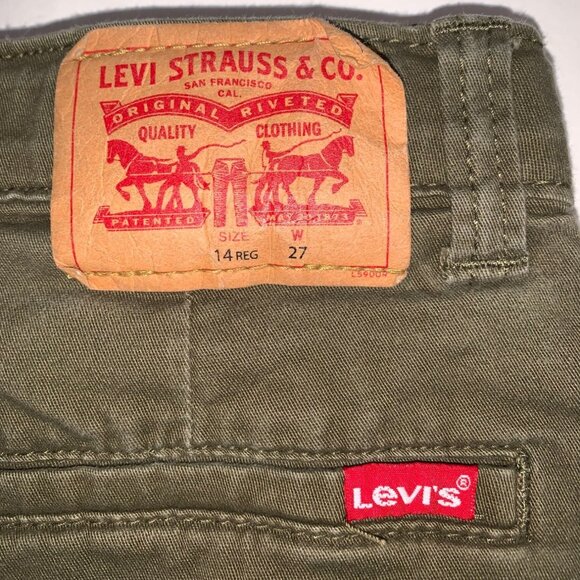 Levi's Boys Khaki Cargo Flat Front Shorts Olive Green Size 14 W 27 - Picture 5 of 6